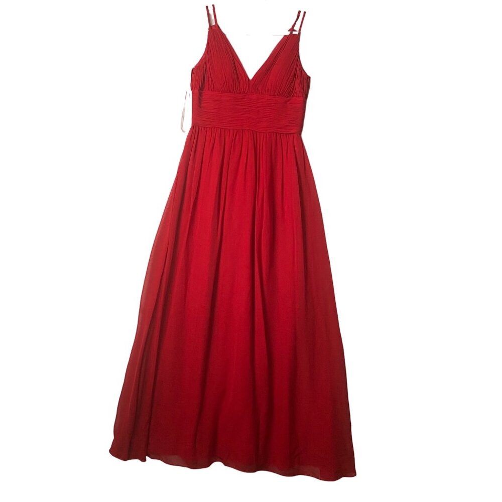 OC‎ By OC Red 100% Silk Maxi Dress Size 6 Double Spaghetti Straps Lined Wedding